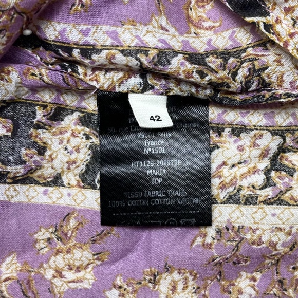 Isabel Marant Etoile Maria Peasant Blouse Lilac Black Stripe Top Size 42 US 10 - Picture 7 of 10
